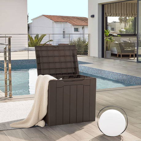 JUMMICO 31 Gallon Resin Deck Box Waterproof Indoor Outdoor Storage Boxes for Patio Furniture Cushions, Toys and Garden Tools JUMMICO