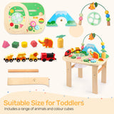 oathx Activity Table for 1+ Year Old, 9 in 1 Wooden Montessori Toys with Bead Maze Shape Sorter Flip Mirror Train Toy, Baby Sensory Play Table Toddler Toys 1st Birthday Gifts for Girls Boys Kids oathx