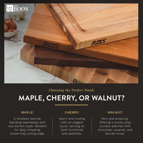 John Boos Block R-Board Reversible Wood Cutting Board, 24"x18"x1.5", Walnut John Boos