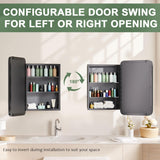 Venlus 16x24 Recessed Medicine Cabinet with Mirror - Black Mirrored Medicine Cabinets for Bathroom Vanity, Bathroom Mirror with Storage & Heavy Metal Frame, Adjustable Shelves, Surface Wall Mount Venlus