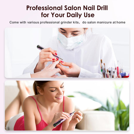 COSLUS Cordless Nail Drill Electric File: Professional for Acrylic Gel Dip Powder Nails Portable Nail Drill Machine Kit for Manicure Pedicure Nail Set with Everything Rechargeable Lightweight COSLUS