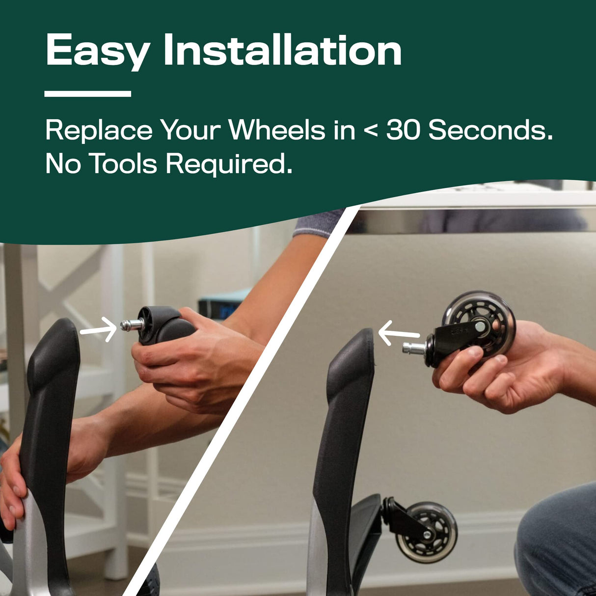 The Office Oasis Original Rollerblade Office Chair Wheels (As Seen On PBS) - Incredibly Smooth & Quiet Casters - Safe for Hardwood Floors & Carpet - Easy Installation with Universal Fit - Set of 5 The Office Oasis