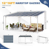 MEISSALIVVE 12' x 16' Gazebo, Wall Mounted Gazebo, Lean to Metal Awnings Gazebos, Gazebo Pergola with Sloped Roof, Outdoor Patio Gazebo Awning for Backyard, Deck, White MEISSALIVVE