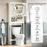 Baztin Over The Toilet Storage Cabinet, Over Toilet Bathroom Organizer with Doors and Adjustable Shelf, Thicken Frame Above Toilet Storage Cabinet Behind Toilet Bathroom Organizer, Cream White Baztin
