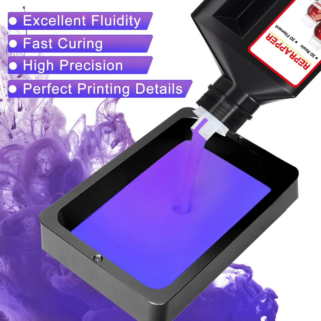 RepRapper Dual Color Water Washable 3D Printer Resin, 405nm Fast UV-Curing Color Change 1kg 3D Printing Resin Photopolymer Sensitive Resin for LCD Printer, Blueish Purple, 1000g RepRapper