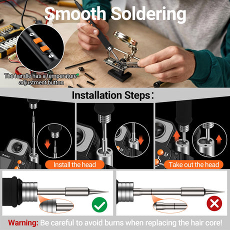 Preciva Cordless Soldering Iron Station for Dewalt 18-20V Battery - LCD Display, Fast Heating, Temperature Adjustable, °C/ºF Conversion, Removable Slag Pool, 0-8 Min Standby (Battery Not Included) Preciva