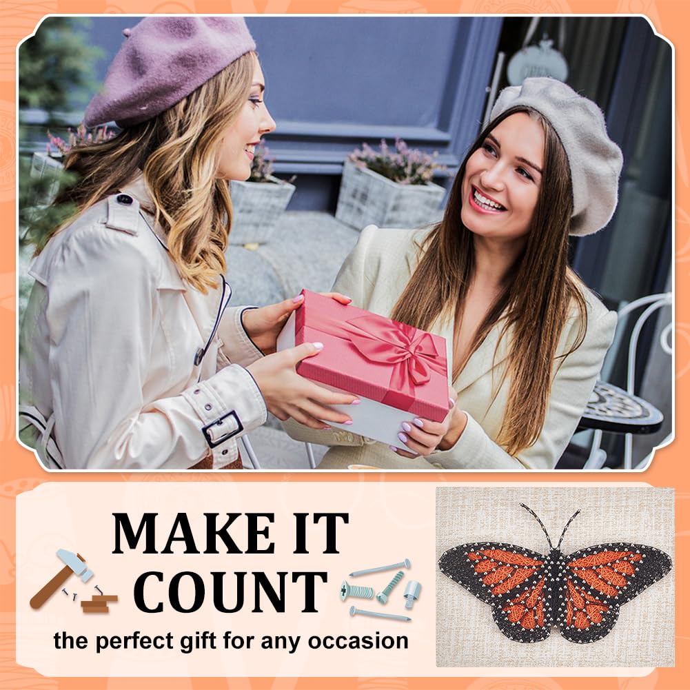 WEBEEDY DIY Butterfly String Art Kit for Beginner 3D Animal String Art Crafts Kit for Adults,Arts Crafts Kit with Instruction and All Supplies,Christmas Home Wall Decorations Unique Women Gift WEBEEDY