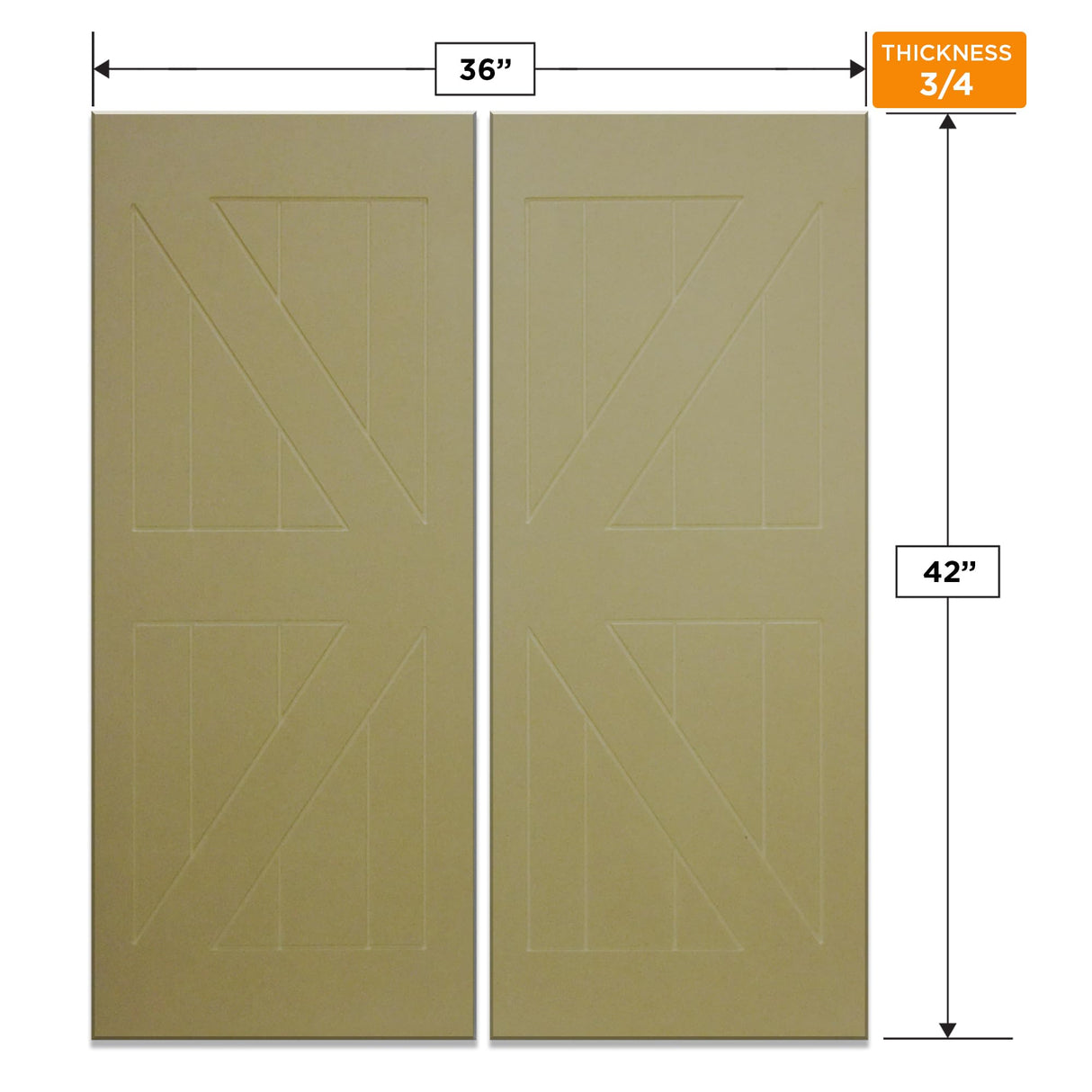 Swinging Cafe Doors Unprimed Barn Doors, 3/4" Thick Saloon Door Swing, British Brace, Satin Chrome Finish, Unfinished Solid Door with Strong Door Joints, Pre-Sanded Wood Door, (36"x42") Swinging Cafe Doors