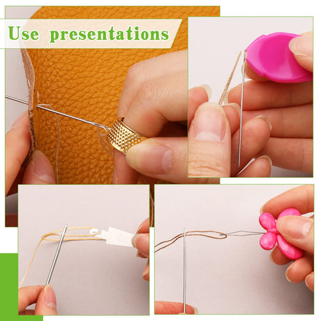 Fedmut Needle Threaders Set, 51 Pcs Needle Threader Tool Needle Threaders for Hand Sewing Craft, 9 Types Needle Threader with Thimbles Great for Hand Sewing Needle Work, Sewing Machine, Embroidery Fedmut