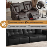 Power Loveseat Recliner Sofa, Home Theater Seating with Console，Reclining Loveseat Sofa RV Couch with LED Lights, Cup Holders, USB, Drawer, Faux Leather for Living Room WISHDEER
