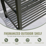 Domi Outdoor Kitchen Island, 5-Piece Modular Kitchens Counter with Whole Aluminum Finish & Shelf & Wall Hanging & Countertop & Sink & Storage Box & Cover, Kitchen Series for Deck Patio, Dark Gray domi outdoor living