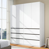 LABROSKIA Bedroom Armoire Wardrobe Closet with 6 Drawers: White Wardrobe Closet with 4 Doors, Modern Cabinet for Clothes with Shelves, Wooden Armoire for Hanging Clothes (Modern, 2) LABROSKIA
