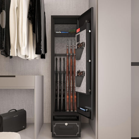 SAPITAL 6 Gun Safe,Gun Safes for Home Rifle and Pistols,Gun Cabinet,Rifle Safe,Gun Cabinet for Rifles and Shotguns,Gun Safes & Cabinets with Drawer and Removable Shelf (6 Gun Safe - Digital) SAPITAL