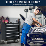 5-Drawer Metal Rolling Tool Chest with Wheels,Tool Storage Cabinet With Locking System，Toolbox with Wheels for Garage, Warehouse, Workshop, Repair Shop(Black) OAKANDO