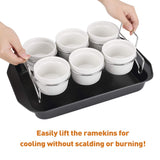 Creme Brulee Making Set - 6 Porcelain Ramekins 6 oz, 304 Stainless Steel Lifting Rack, 9" X 13" Bottom Pan SOLIGT