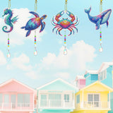 JeCuiK 6 Pcs Ocean Diamond Art Kits for Adults Diamond Painting Wind Chimes Sea Animal Diamonds Painting Suncatcher Double Sided Small Diamond Painting Kits Best Gifts for Mom JeCuiK