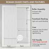 Madison Park Galen Cordless Roman Shades - Fabric Privacy Single Panel Darkening, Energy Efficient, Thermal Insulated Window Blind Treatment, for Bedroom, Living Room Decor, 33" x 64", White Madison Park