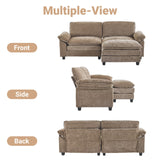 VINGLI 87" Convertible Sectional Sofa,L-Shaped Deep Seat Sofa Couch for Living Room,Modern 2-Seat Loveseat Sofa with Ottoman for Small Space(Espresso Brown) VINGLI