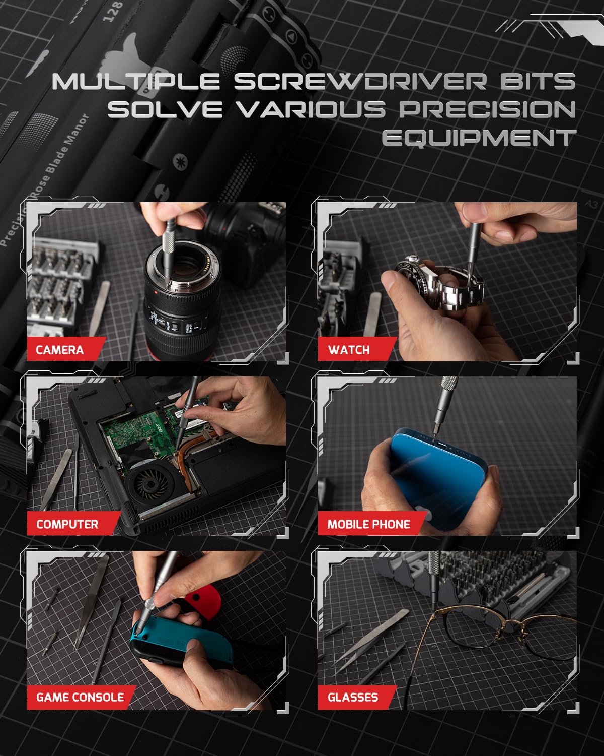 VMAN 128 in 1 Electronics Precision Screwdriver Set, Professional Magnetic Repair Tool Kit with 122 Bits for Computer, PC, iPhone, Laptop, Game Console, Watch, Xbox, PS5, MacBook, Ring Doorbell VMAN