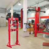 GarveeTech 12 Ton Hydraulic Press, H-Frame Garage Floor Hydraulic Shop Press, Garage Floor Press with 2 Press Plates, Adjustable Working Table Height, for Gears, Bearings, Red GarveeTech
