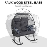 Sundale Outdoor Egg Chair, Rocking Double Egg Chair Outdoor Indoor, 2 Person Egg Loveseat Chair for Patio Balcony Porch Backyard (Grey) Sundale Outdoor