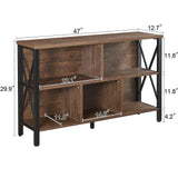 HOMISSUE Cube Storage Organizer Shelf, Rustic Horizontal Bookshelf with 5 Cube Storage, Industrial Short Wide Bookcase with 3 Tier Shelves, Low and Long Cube Bookshelf for Living Room, Office, Brown HOMISSUE