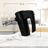 BLACK+DECKER 5-Speed Hand Mixer, 250-Watt for mixing batters, doughs, spreads & more, Turbo Boost & Prevent Splatter Function, Black BLACK+DECKER