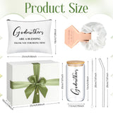 Skylety Godmother Proposal Gifts Set 16 oz Coffee Glass Godmother Cosmetic Bag White Hair Scrunchies,Gift Box, Christmas Gifts for Godmother, Christmas Wedding Holiday Appreciated Gift Skylety