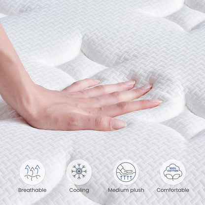 Dourxi Full Size Mattresses, 14 Inch Full Mattress in a Box with Gel Memory Foam, Individually Pocketed Springs for Pressure Relief and Back Pain Relief-Medium Plush