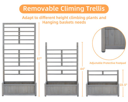 Raised Garden Bed with Trellies, Outdoor Wood Planter Box & Plant Stand with Climbing Racks (32''Lx16''Wx67''H) - WoodArtSupply