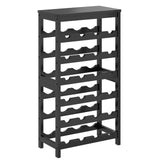 MOGELAFOO 6 Tier Bamboo Wine Rack Freestanding Floor, 24 Bottles Wine Storage Shelves with Table Top, Stackable Wine Display Rack for Kitchen, Bar, Dining Room, Black MOGELAFOO
