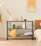 Rustic Wood and Metal 3-Tier Industrial Bookshelf – Perfect for Home Office, Bedroom, Kitchen, or Bathroom (47in) HCHQHS