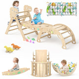 KidsBuddy Pikler Triangle Set with Cushion 9 in 1 Climbing Toys for Toddlers 1-3 Indoor Baby Climbing Gym Toddler Montessori Toys Wooden Climbing Toys with Maze Toys, Shape Sorting Toys, Dinosaur Car KidsBuddy