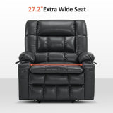 MCombo Dual Motor Power Lift Recliner Chair for Elderly, Lay Flat Lift Chair with Heat and Massage, Petite Wide Lift Chair, Cup Holders, USB A&C Ports, Faux Leather R7894 (Black, Small-Wide) MCombo