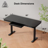 Furmax Electric Standing Desk with Drawer 55 x 24 Inch Adjustable Height Stand up Desk Home Office Computer Desk with USB Ports, Black Furmax