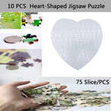 10 Sets Blank Sublimation Heart-Shaped Jigsaw Puzzle with 75 Pieces DIY Heat Press Transfer Crafts Thermal Transfer Puzzle Wholesale Thermal Transfer Pearl Puzzle Blank Puzzle MS WGO