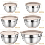 Mixing Bowls with Airtight Lids Set, 26PCS Stainless Steel Khaki Bowls with Grater Attachments, Non-Slip Bottoms & Kitchen Gadgets Set, Size 7, 4, 2.5, 2.0,1.5, 1QT, Great for Mixing & Serving Umite Chef
