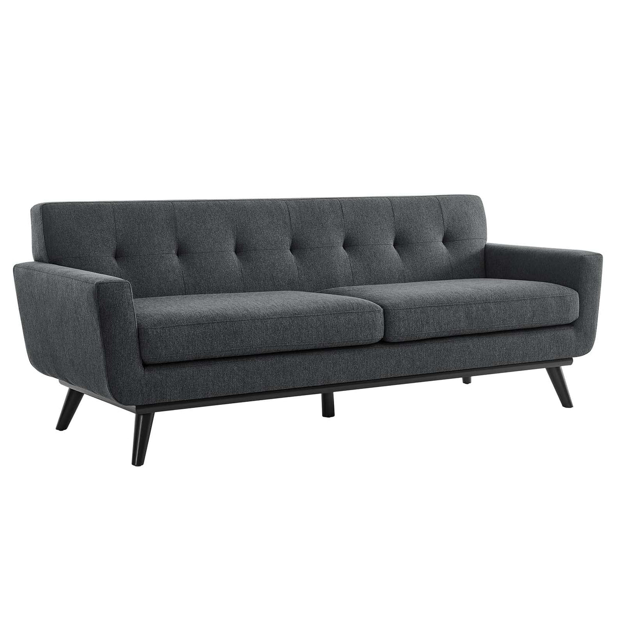 Modway Engage Mid-Century Modern Herringbone Fabric Sofa in Charcoal Modway