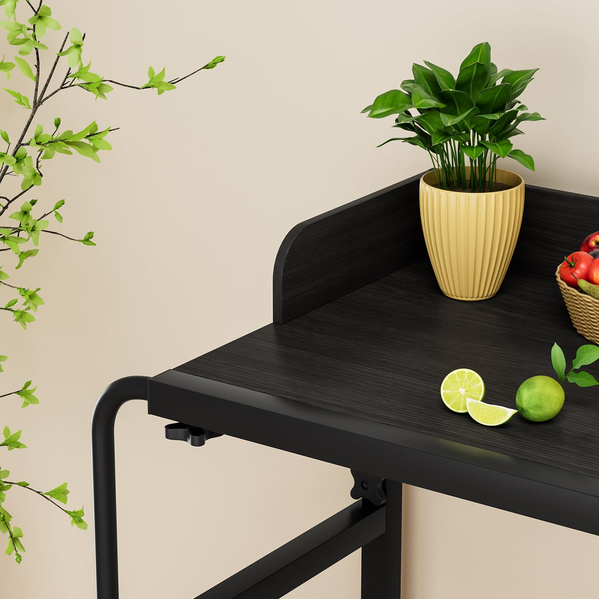 nawoefii Overbed Table, Over Bed Table with Wheels Adjustable Height, Bed Laptop Desk, King Queen Size Over The Bed Table with Wheels, Metal Leg, for Home Office Bedroom Hospital Black Baffle-120x40 nawoefii