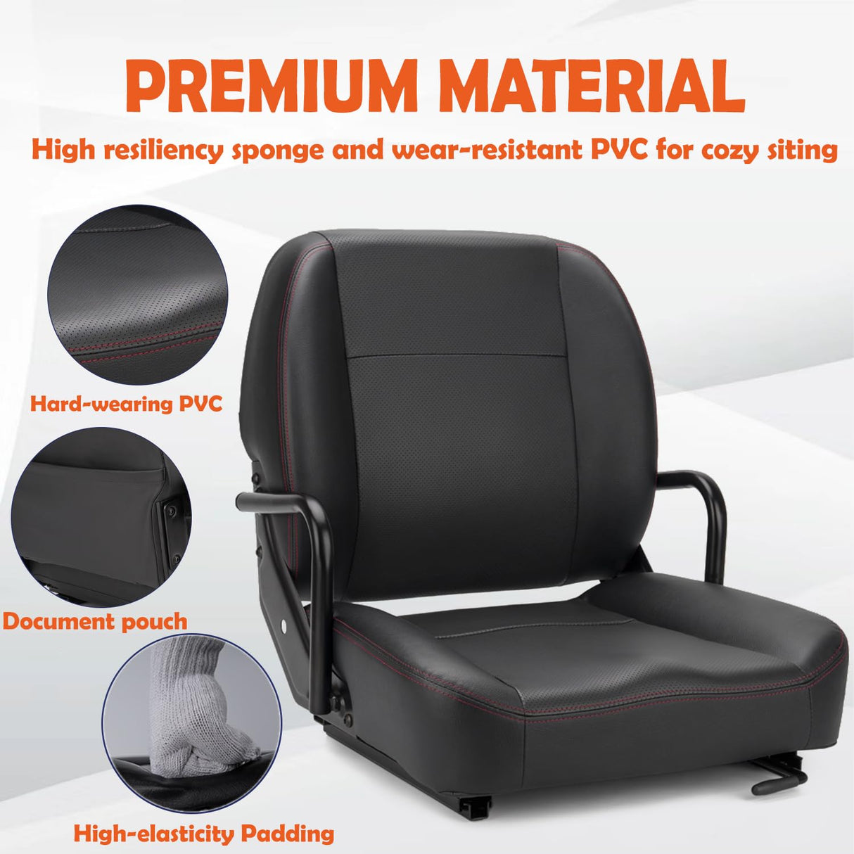 SEATIN Universal Forklift Seat,Tractor Seat,with Hip Restraint,Micro Switch,for Tractor,Mower,Skid Loader,Telehandler,Backhoe,Excavator Dozer SEATIN