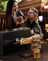 Whiskey Decanter Sets for Men, 20.3 Oz Decanter Set with 2 Glasses, Gifts for Men, Him, Dad, Brother, Christmas Birthday Gift Ideas from Daughter Son, Cool Liquor Dispenser for Home Bar The Wine Things