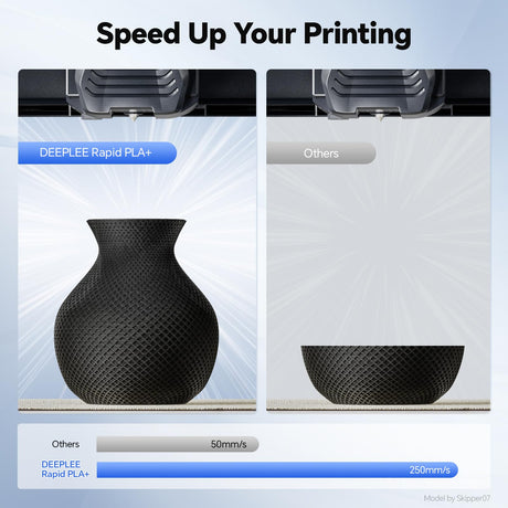 DEEPLEE Rapid PLA Plus Filament 1.75mm, High Speed 3D Printer Filament Up to 600mm/s, PLA+ Filament Dimensional Accuracy +/- 0.02 mm Fits Most FDM 3D Printer, Cardboard Spool Black 1kg Deeplee