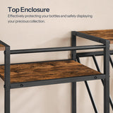 HOOBRO Wall Mounted Wine Rack, 3-Tier Wall Wine Rack, Floating Shelf with Wine Glass and Bottle Holders, Display Storage Shelf, for Dining Room, Kitchen, Living Room, Rustic Brown and Black BF23BJ01 HOOBRO