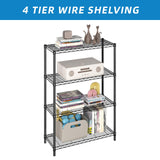 Guan River 4-Shelf Adjustable Metal Shelf Wire Shelving Unit Storage Rack Display Shelf for Office,Kitchen,Bedroom,Bathroom,Laundry,Pantry Basement,Garage(Black,36" L x 14" W x 54" H) Guan River