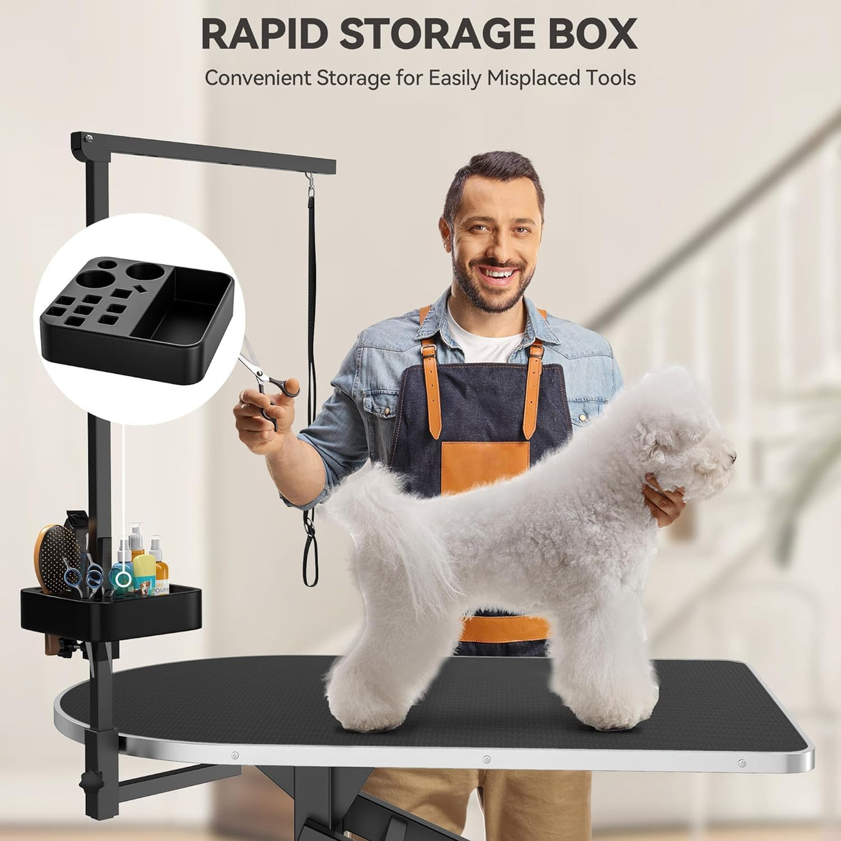 YITAHOME 39" Electric Dog Grooming Table, Heavy Duty Pet Grooming Table for Dogs at Home, Adjustable Overhead Arm & Tool Organizer Small to Medium Dog Grooming Station, Black YITAHOME