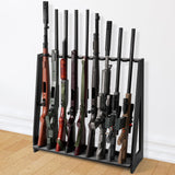 ikkle Gun Rack, Freestanding Rifle Racks, Heavy Duty Wooden Shotgun Rack Indoor, Adjustable Rifle Storage Holder with Soft Padding, Vertical Gun Display Stand - Holds up to 9 Long Guns ikkle