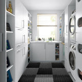 FengWu 12 Pack 12 x 12 Interlocking Rubber Bathroom Flooring Tiles Non-Slip Splicing Waterproof Mat Modular Interlocking Cushion Mat for Drain,Deck,Pool, Patio, Balcony, Shower, Kitchen, Yard, Grey FengWu