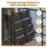 BTHFST Twin Loft Bed with Desk & 8 Storage Drawers Tall Dresser, Black Metal Loft Bed with LED Lights & Charging Station, 2-Tier Storage Shelves, Stable & Sturdy, Noise Free, Space Saving, Grey BTHFST