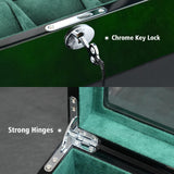 SYENS Watch Box for Men 10 Watches Storage Organizer Case, Smart Watch Display, Green Wood with Soft Suede Interior, Large Glass Window, Gift for Women and Man (10W-GR) SYENS