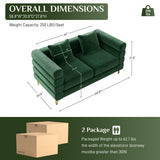 Wrofly Cloud Couch for Living Room, 59" Modern Overstuffed Deep Seat Velvet Loveseat Sofa with 2 Pillows, Comfy Upholstered 2 Seater Love Seat for Bedroom Office, Emerald Green Velvet Wrofly